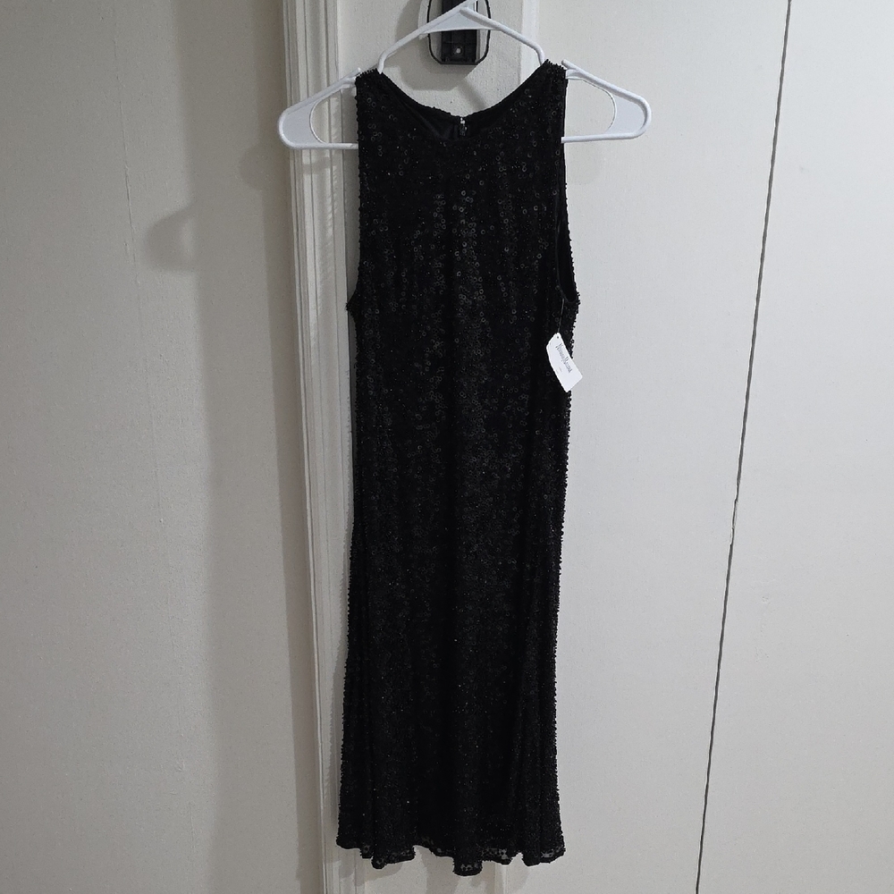Carmen Marc Valvo Black Sequin Dress